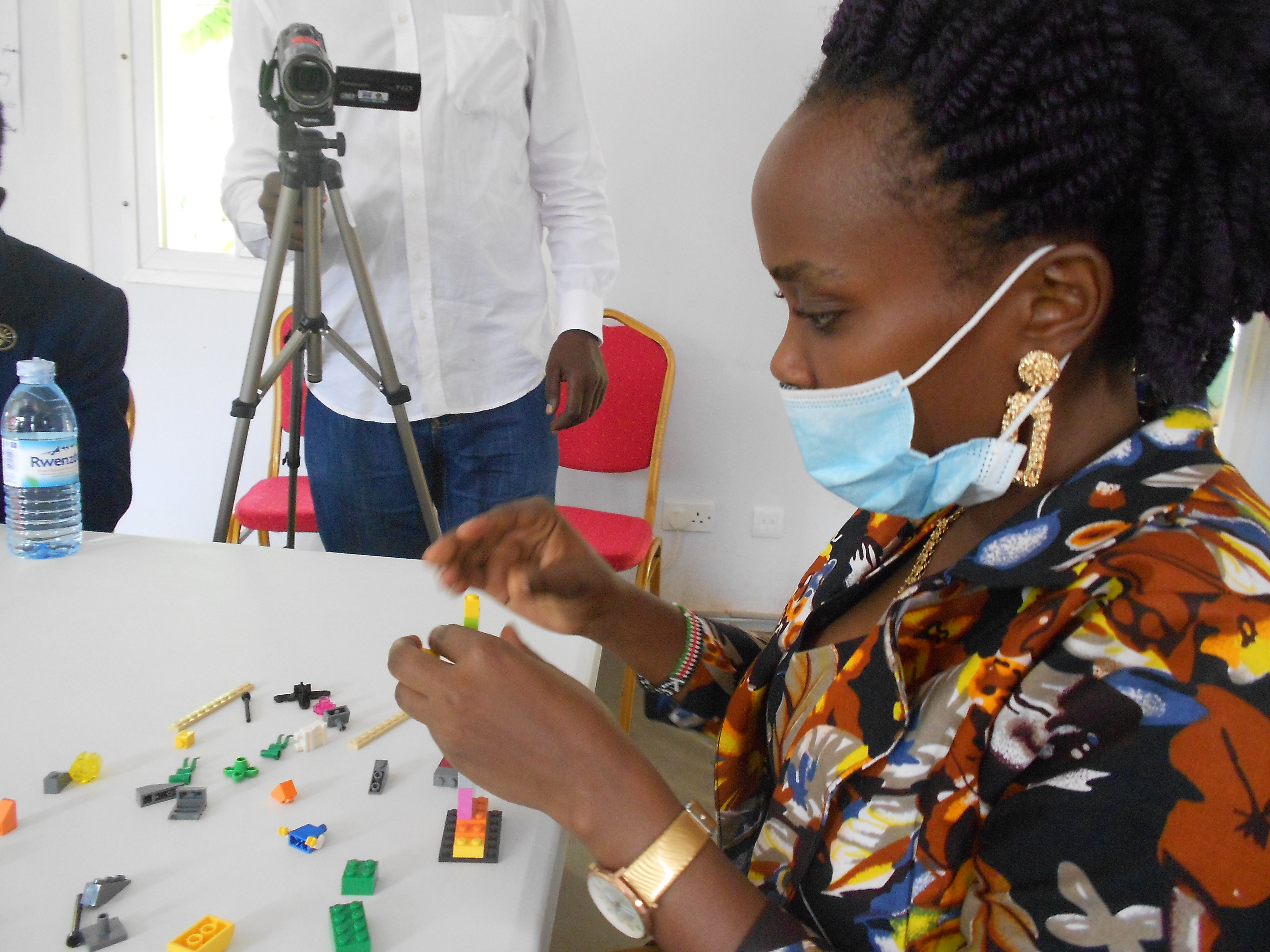 Building a tower with legos