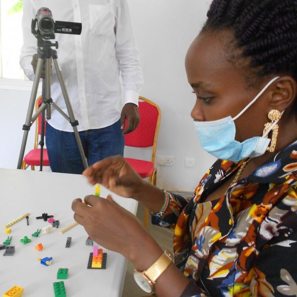 Building a tower with legos