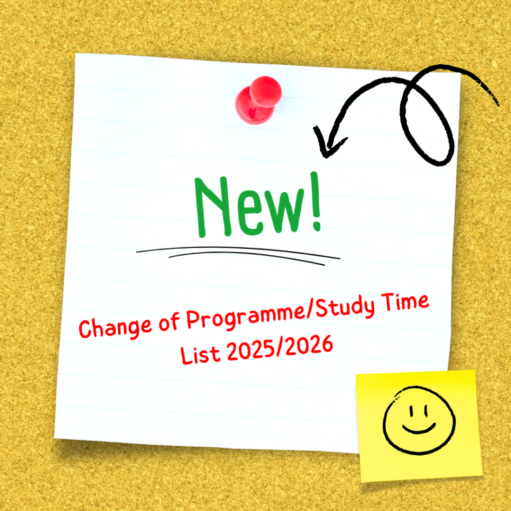 Change of Programme/Study Time List 2025/2026