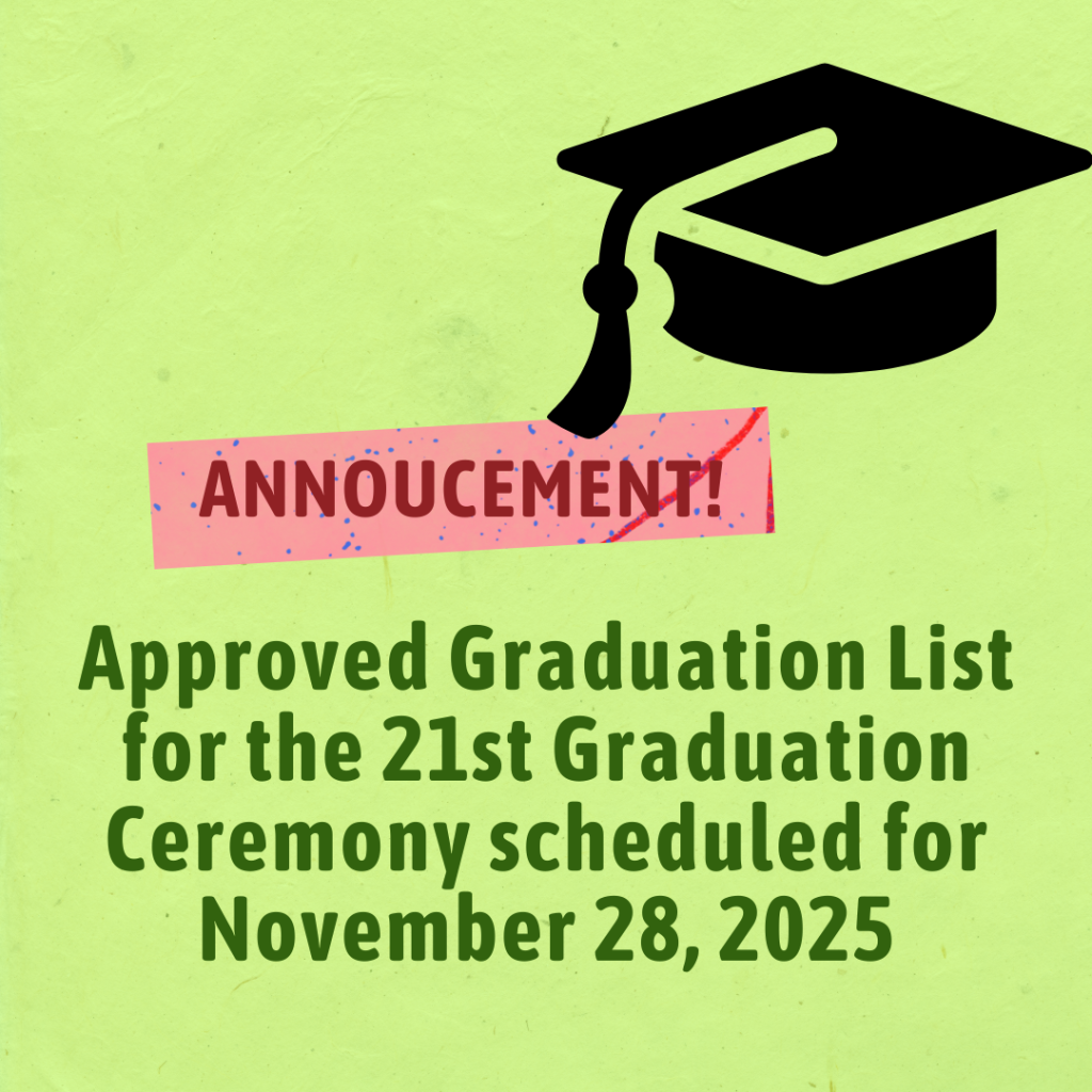 Approved Graduation List for the 21st Graduation Ceremony scheduled for November 28, 2025