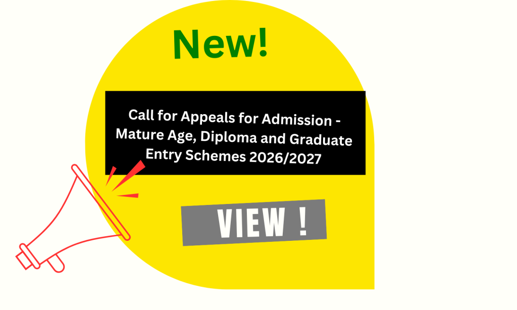 Call for Appeals for Admission – Mature Age, Diploma and Graduate Entry Schemes 2026/2027