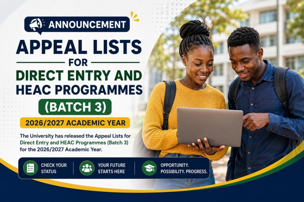 Appeal Lists for Direct Entry and HEAC Programmes (Batch 3) 2026/2027