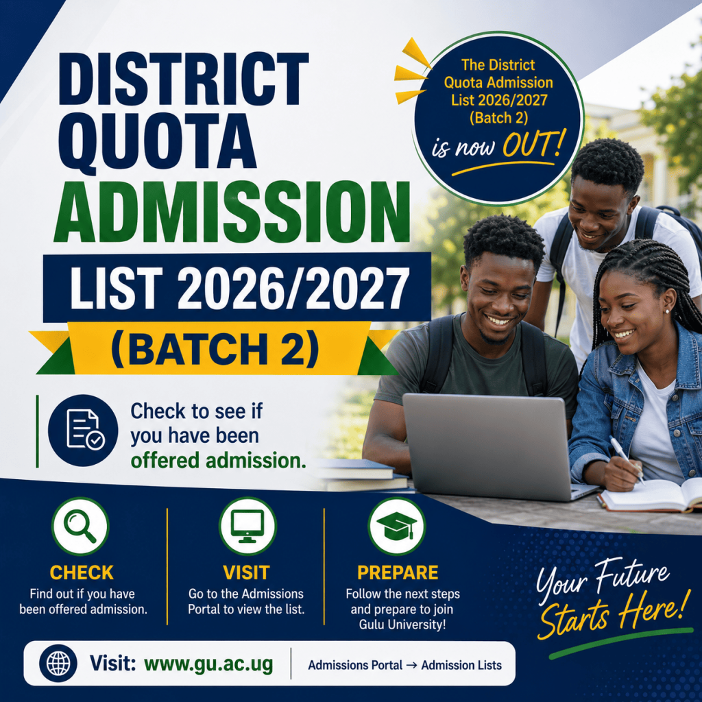 Gulu University District Quota Government Admission List 2026_2027 Batch 2 (07_08_2026)
