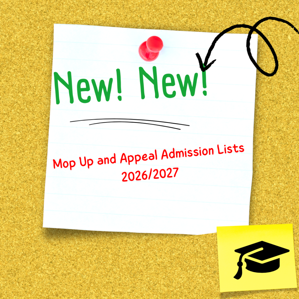 Mop Up and Appeal Admission Lists 2026/2027