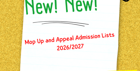 Mop Up and Appeal Admission Lists 2026/2027