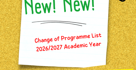Change of Programme List 2026/2027 Academic Year