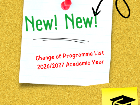 Change of Programme List 2026/2027 Academic Year